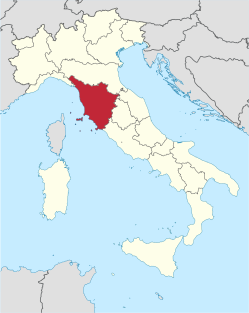 Toscanas beliggenhed i Italien