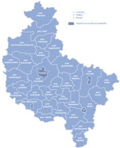 Hartă de poziționare pentru Voievodatul Polonia Mare Województwo wielkopolskie