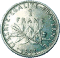 Moneta da 1 franco in argento, l'ultimo fu coniato nel 1920 e segnò la fine del franco germinale.