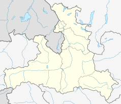 Mapa konturowa kraju związkowego Salzburga, blisko centrum u góry znajduje się punkt z opisem „Hallein”