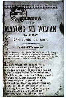 Bareta dapit can volcan mayong sa Albay can Junio de 1897