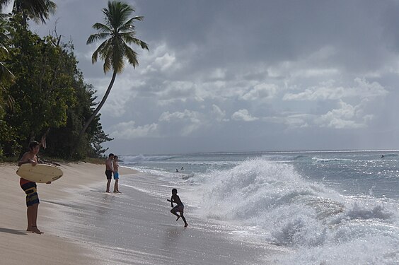 Waves breaking on the beach, Guadeloupe