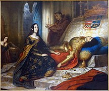 Jeanne la Folle attendant la résurrection de Philippe le Beau son mari, 1836, Carl von Steuben.