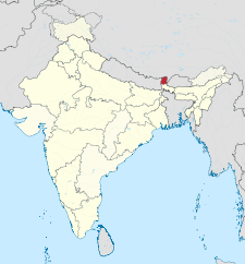 Map of India with the location of সিকিম চিহ্নিত