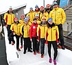 Gruppenbild des Teams Thüringen (zusammen mit Natalie Maag, Schweiz) bei den Deutschen Meisterschaften im Rennrodeln 2019 in Oberhof
