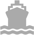 A grey silhouette of a container ship