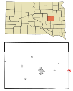 Location in Beadle County (and Kingsbury County) and the state of South Dakota and the state of South Dakota