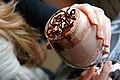 Hot chocolate in Montsalvat , Melbourne.