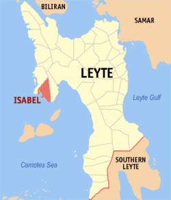 Mapa de Leyte con Isabel resaltado