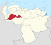 Barinas állam fekvése Venezuelán belül