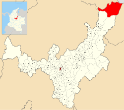 Location o the municipality an toun o Cubará in the Boyacá Depairtment o Colombie.
