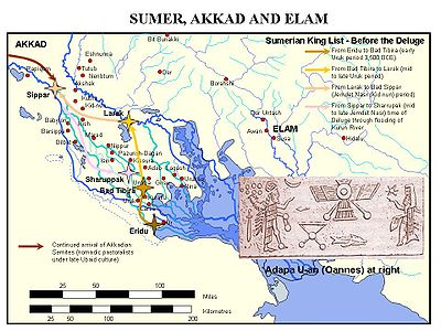 Città sumere egemoni prima del diluvio, secondo l'elenco dinastico dei Re Sumeri