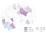 Розселення арумунів по муніципалітетах Північної Македонії, 2002 рік
