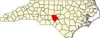 Округ Мур на мапі штату Північна Кароліна highlighting