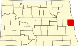 map of North Dakota highlighting Traill County
