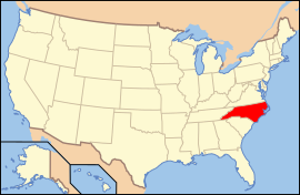АҚШ картасындағы Солтүстік Каролина штаты