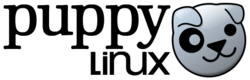 Logotip Puppy Linuxa s tekstom i ikonom
