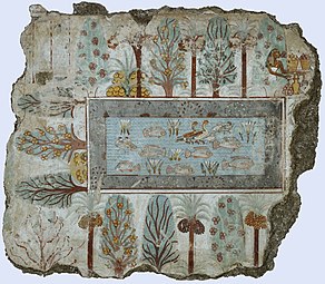 Albastru egiptean într-o pictură funerară (c. 1500 î.Hr.)