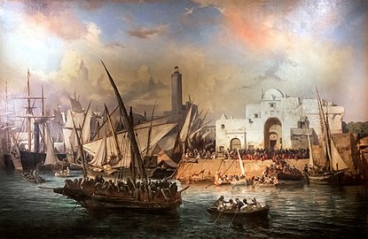 Embarquement des zouaves partant d'Alger pour la Crimée, 1855 Musée d'art et d'histoire de Narbonne