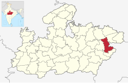 मध्यप्रदेश राज्यस्य मानचित्रे शहडोलमण्डलम्