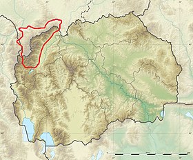 Carte de localisation des monts Šar en Macédoine du Nord.