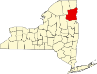 Map of New York highlighting Essex County