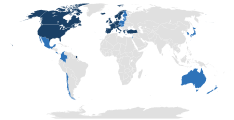OECD加盟国（濃紺は原加盟国）