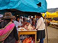 Meat sellers at market, Andahuaylas, Peru