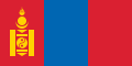 Attuale bandiera della Mongolia, simile a quella adottata nel 1992 ma con una gradazione più scura dei colori (2011-)