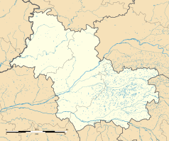 Mapa konturowa Loir-et-Cher, blisko centrum na lewo znajduje się punkt z opisem „Tourailles”