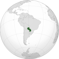  Парагвай улсын байршил (хар ногоон) Өмнөд Америк (саарал)
