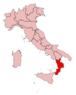 Calabria régió elhelyezkedése