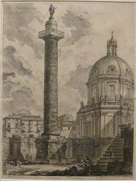 Trajanuskolonnen. Etsning av Giovanni Battista Piranesi. (Till höger ses kyrkan Santissimo Nome di Maria.)
