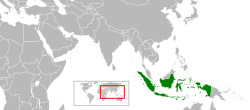 Map indicating locations of Indonesia and Lebanon