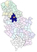Location of Belgrade within Serbia