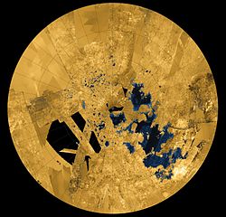 Snímky jezer na severním pólu Titanu