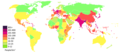 জনসংখ্যার ঘনত্ব অনুযায়ী দেশসমূহের মানচিত্র