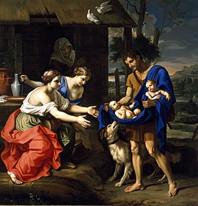 Le berger Faustulus amenant Romulus et Remus à sa femme, Nicolas Mignard (1654)