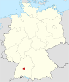 Deutschlandkarte, Position vom Landkreis Tübingen hervorgehoben