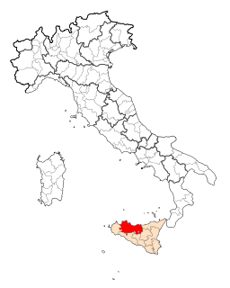 Karta över Italien med Provincia di Palermo markerat
