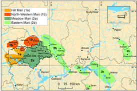Географическое распространение марийских языков в начале ХХ века