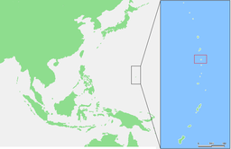 Ön markerad på en karta över Nordmarianerna