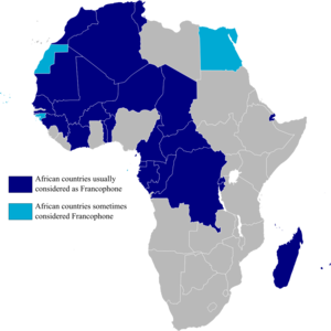 Map showing Francophone Africa