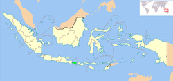 Location of Bali in Indonesia (shown in green)