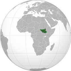 Geografisk plassering av Sør-Sudan