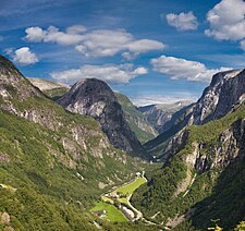 A Gudvangen-völgy Norvégiában