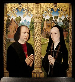 Portraits de Barbe de Croesinck et Louis Quarré en donateurs, oil on panel, c. 1480, Palais des Beaux-Arts de Lille.