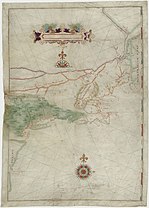 Karte von Blocks Seereise von 1614, die zum ersten Mal Long Island als Insel darstellt