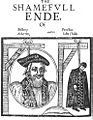 E 1640, e Bro-Saoz, e voe krouget an eskob John Atherton (1598-1640) ha John Childe (16xx-1640). Skeudenn eus pajenn-dal al levrig The shameful ende of Bishop Atherton and his Proctor Iohn Childe, embannet e 1641.