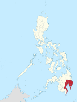 Mapa de Filipinas con Región de Davao resaltado